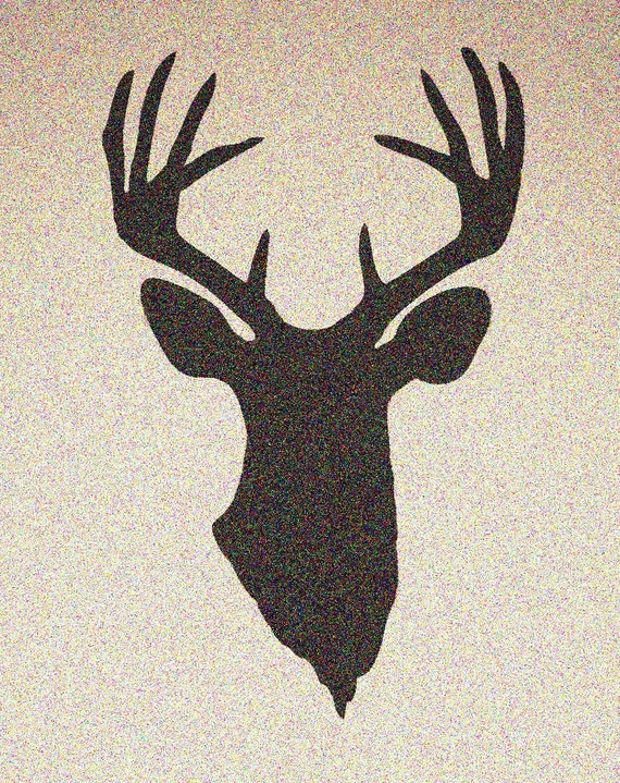 Deer head w Antlers Stencil Mylar animal wood fabric painting rustic chic s...