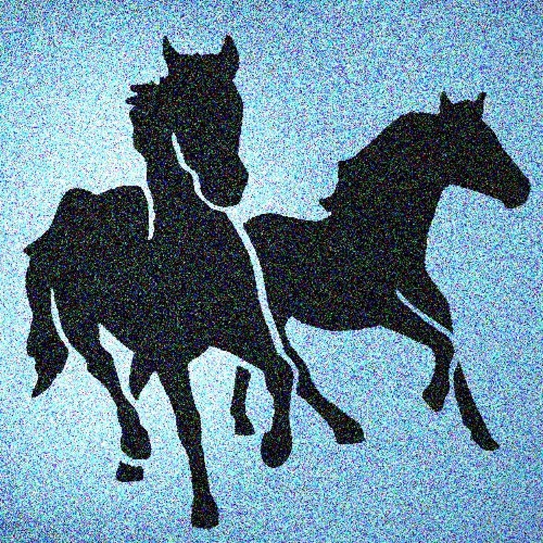 Double Horse Stencil Mylar Horses Animal Stencils Etsy