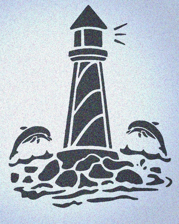 Lighthouse w//Dolphins Stencil Mylar Light Houses Fish Nautical Wall Painting Stencils
