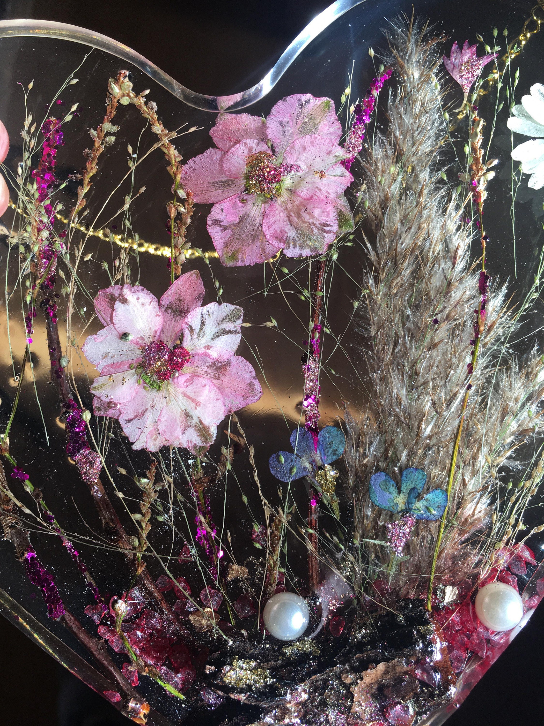 Resin art flower wall art floral decor real flowers Etsy