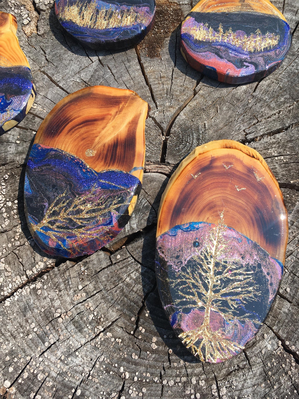 Epoxy art on wood wood wall art resin art on wood epoxy Etsy