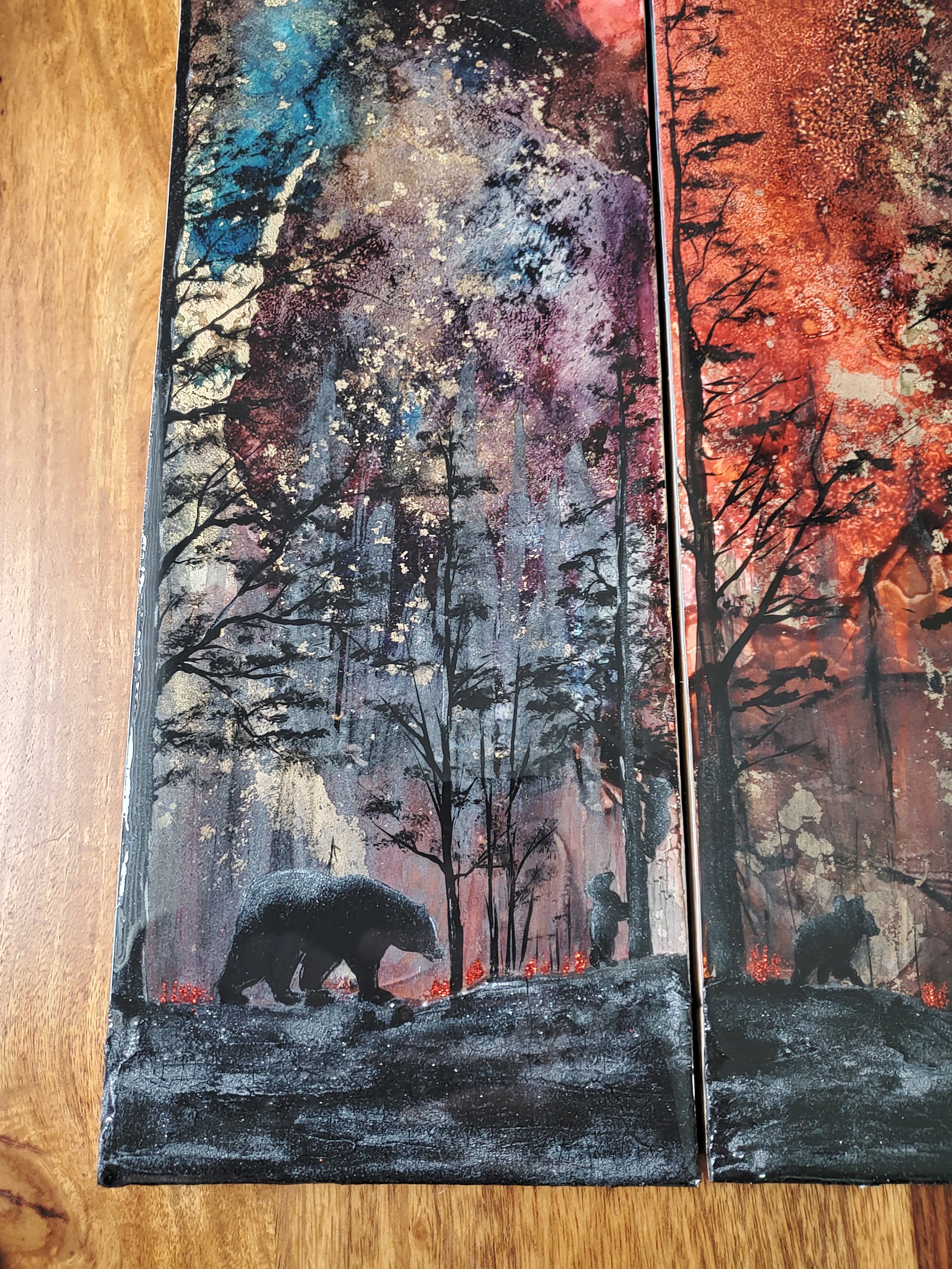 Resin art wood wall art abstract resin epoxy bear Etsy