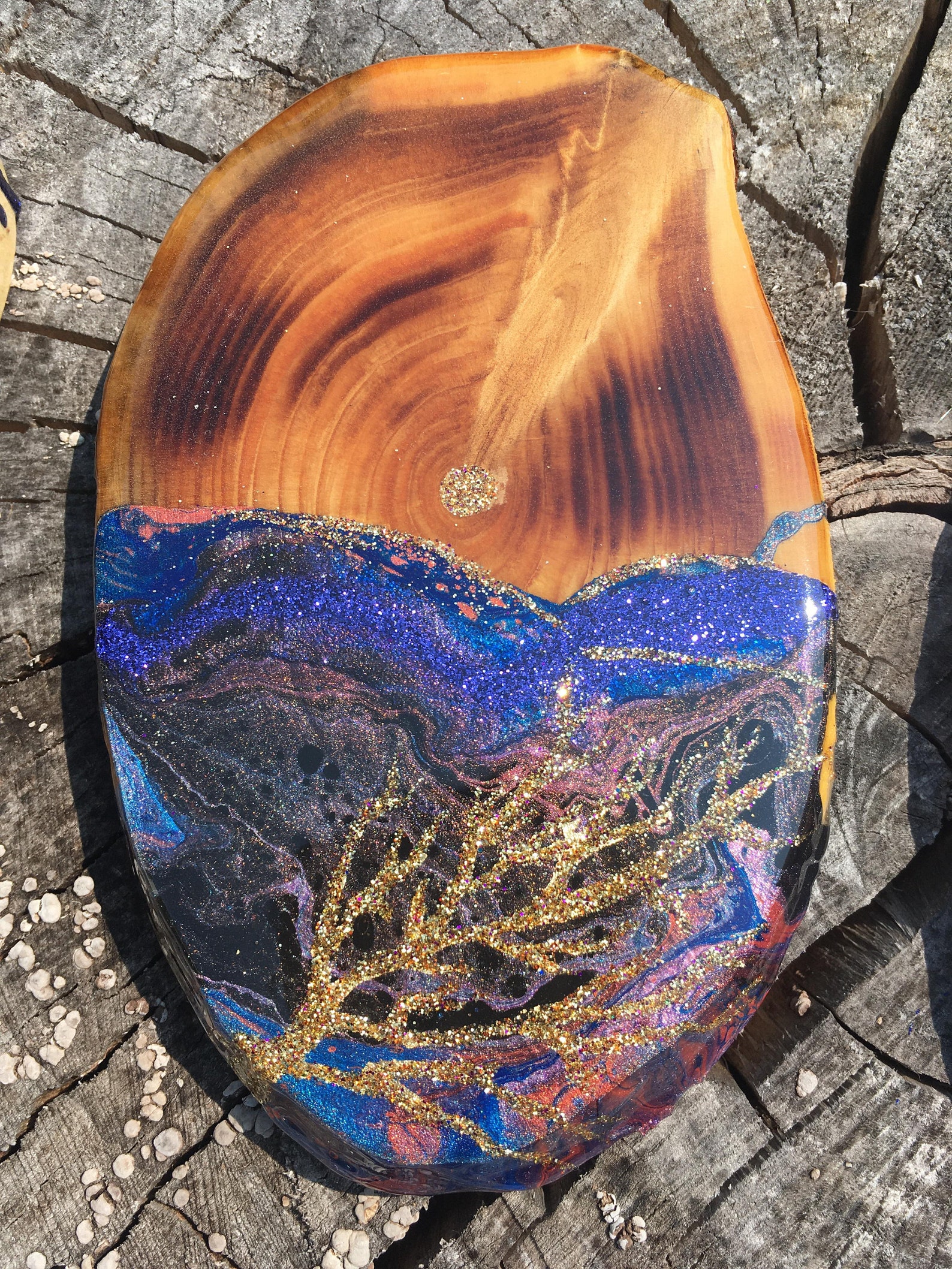 Epoxy art on wood wood wall art resin art on wood epoxy Etsy