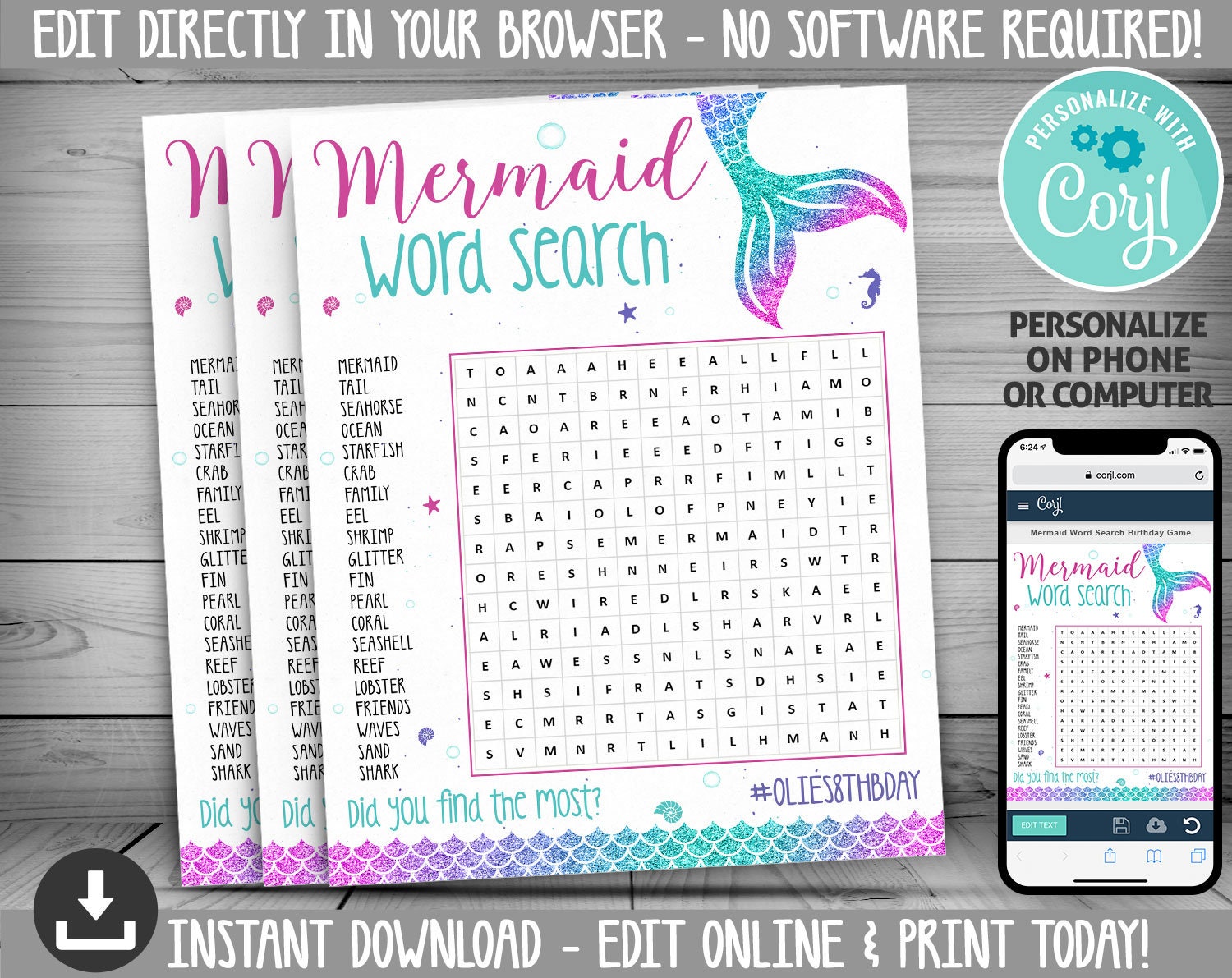 Mermaid Word Search INSTANT DOWNLOAD Printable Mermaid Etsy mermaid-word-search-instant-download-printable-mermaid-etsy