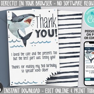 Shark Thank You Card INSTANT DOWNLOAD Printable Shark - Etsy