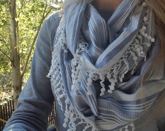 Blue-striped Infinity Scarf