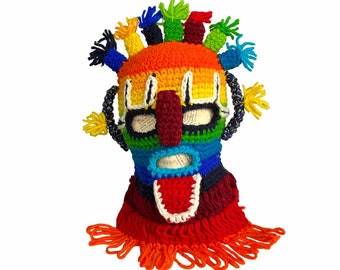 NEUE handgemachte Aya Huma Diablo Umo Incas Kindermaske Ecuador Black Inti Raymi Cosutme Souvenir