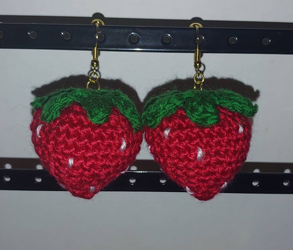 Crochet Strawberry Earrings