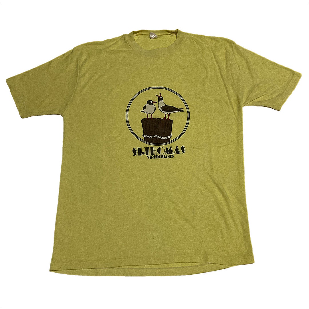 T-shirt Vintage Beach Sport St Thomas USA - Gris, Taille S, Manches Courtes, Marque Hanes