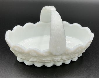 Westmoreland Paneled Grape Milk Glass Basket