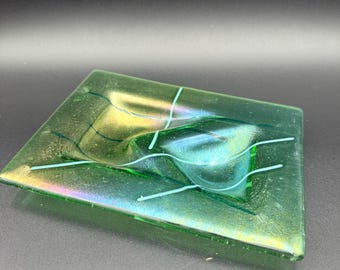 Fused Art Glass Trinket Dish – Shades of Green