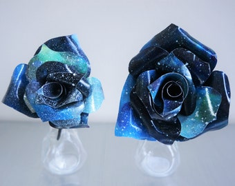 Galaxy Paper Flower for Boutonniere, Single Paper Flower, Galaxy Roses