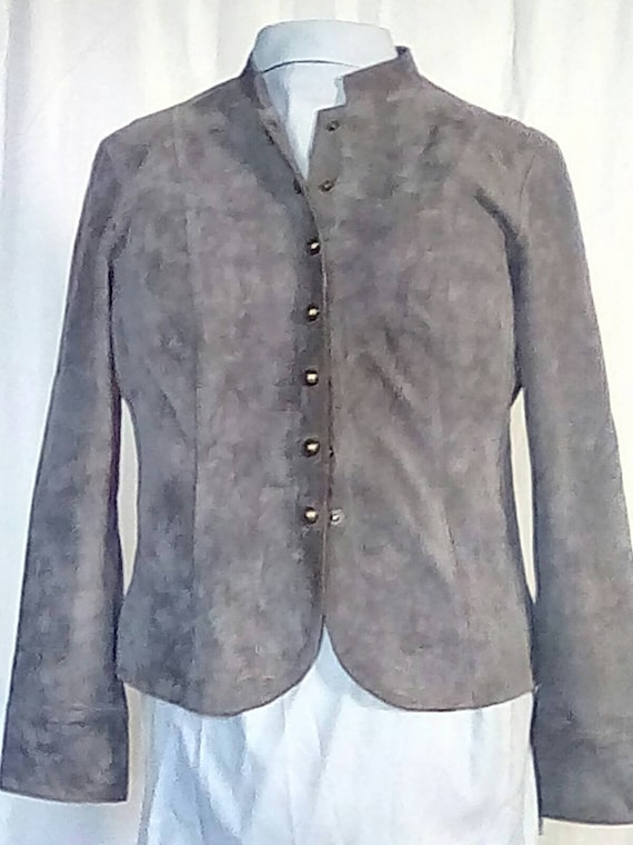 Large 90s Suede Leather Bomber Jacket Grey Brass B