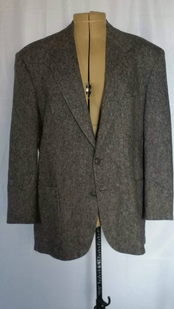 46S 70s Harris Tweed Gray Blazer Sport Coat 100% W