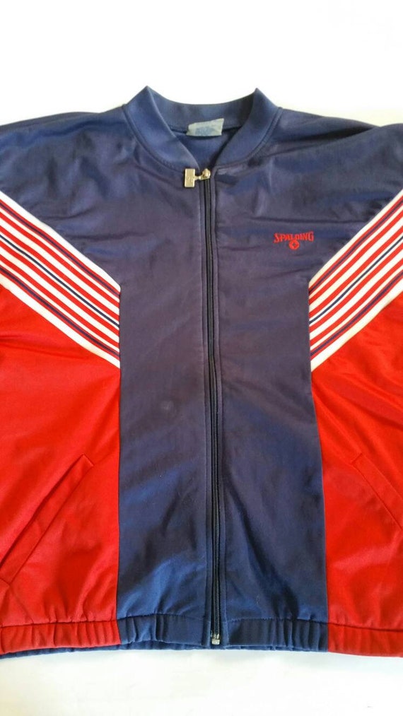 VTG 1980s Spaulding Track Jacket Red White Blue Si