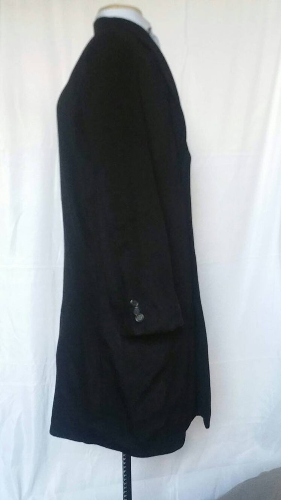 VTG 1980s Italian Trench Overcoat 100% Wool Black… - image 3