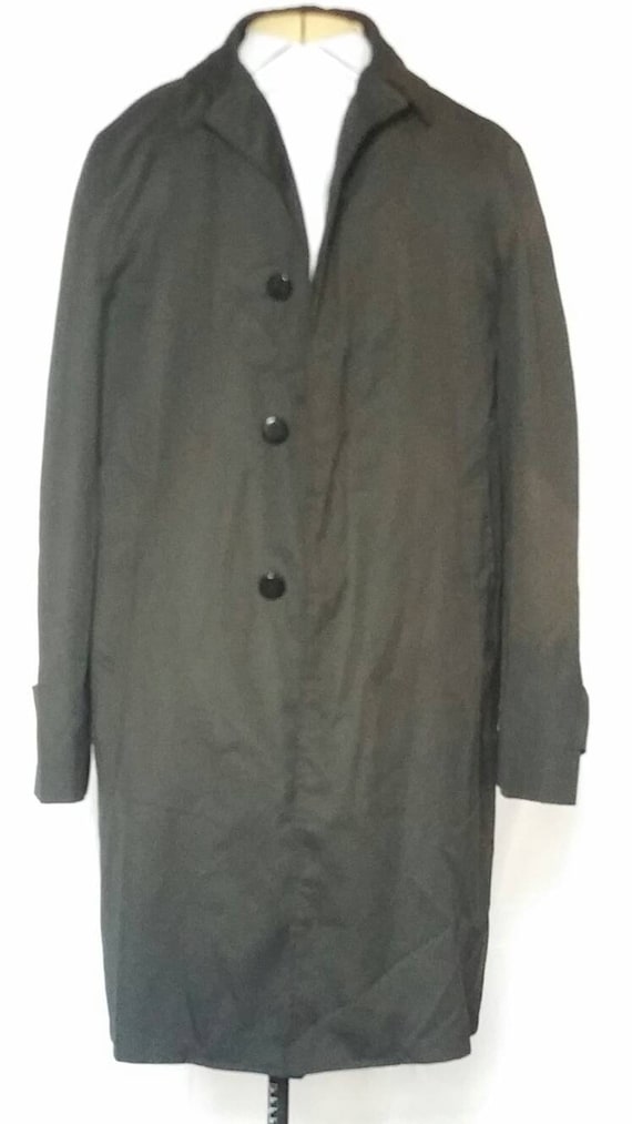 XL Mens 1960s Overcoat Trench Cotton Black Size 4… - image 1