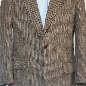 1960s Medium Harris Tweed  Blazer Sport Coat Wool Tan Brown Size  40S