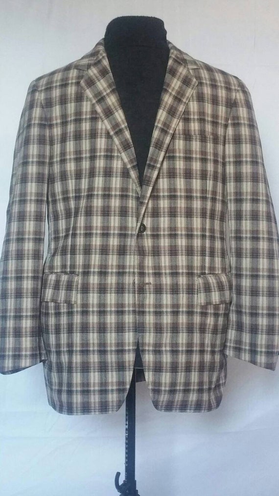 40S 60s Strathmore Blazer Sport Coat Linen Blue Br