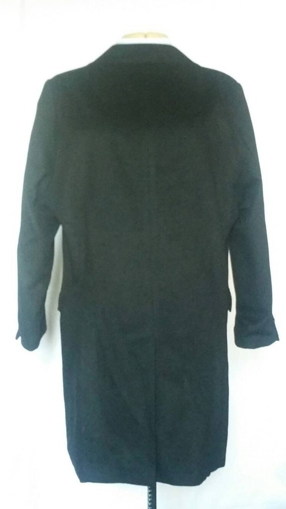 VTG 1980s Italian Trench Overcoat 100% Wool Black… - image 6