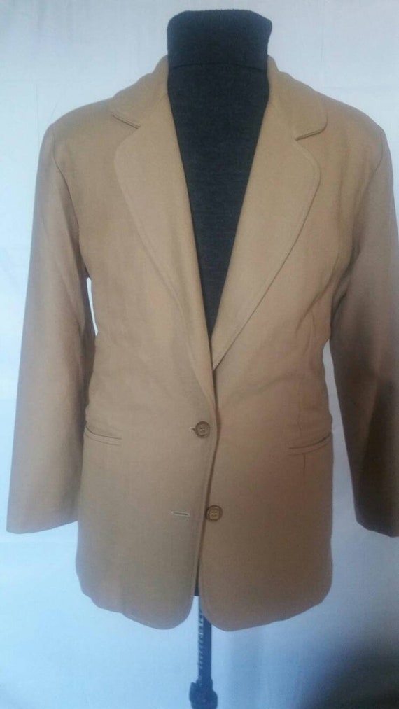 Small 1970s Tan Wool Angora Blazer Sport Coat Size