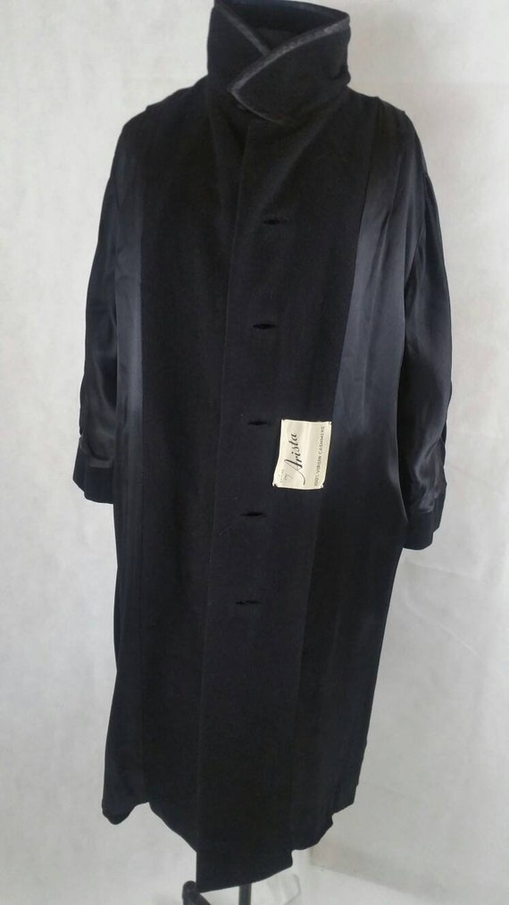 Large Womens 1950s Arista Black 100% Wool Trench … - image 8