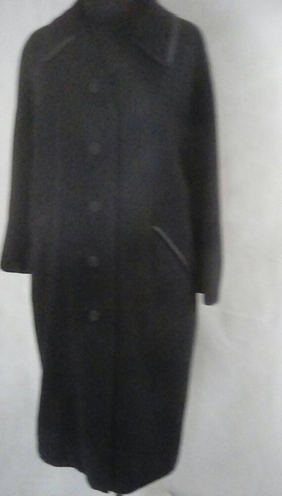 Large Womens 1950s Arista Black 100% Wool Trench … - image 5