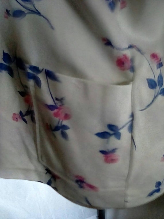 XL 1970s White Floral Short Sleeve Shirt VTG - image 5
