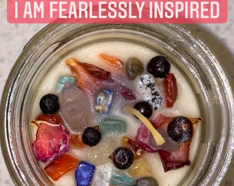 I Am Affirmation Candles, Beeswax or Soy, Essential Oils & Crystals, Energy Activators, Healing and Manifestation, 8oz and 16oz