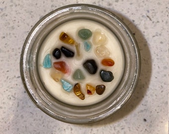 All 7 Chakra Candles, Beeswax or Soy, Essential Oils & Crystals, Energy Activators and Manifestation, 8oz and 16oz