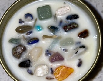 Wellness Healing Candles, Beeswax or Soy, Essential Oils & Crystals, Whole Body Healing, Energy Activators and Manifestation, 8oz and 16oz