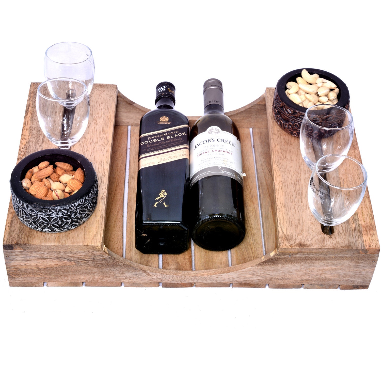 Beautiful Handcrafted Wooden Wine Bottle Tray Table Top Etsy