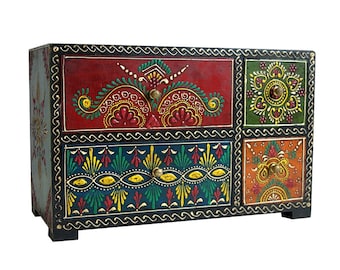 Indiase handgemaakte houten handgeschilderde lade multifunctioneel gebruik opberglade Home Decor, opberglade, pronkstuk lade, beste cadeau-item