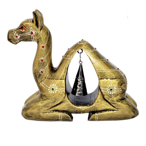 Indian Handicraft Wooden Painted Sitting Camel With Bell Etsy
