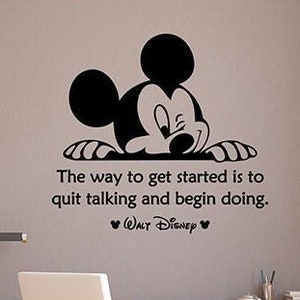 De manier om te beginnen is muur sticker vinyl sticker inspirerende citaat Mickey hoofd zeggen Wall Art Home kinderkamer decor poster 30qs