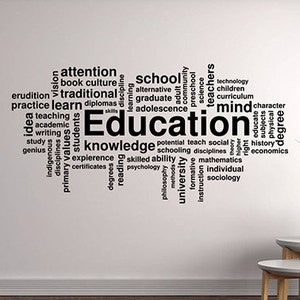 Educación Palabra Nube pared calcomanía estudio de la ciencia aprender vinilo pegatina conocimientos Arte Hogar Interior Sala Escuela Biblioteca Aula Decoración 3en