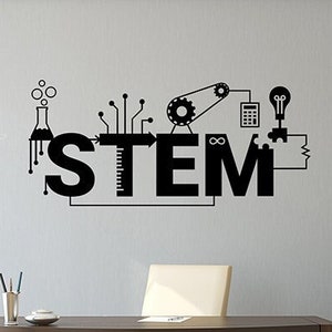 Stem Wall Decal Science Technology Engineering Mathematics Education Banner Vinyl Sticker School Interior Art College Classroom Decor 7en