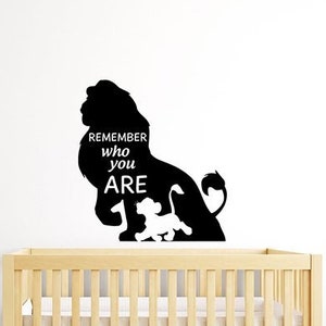 Remember Who You Are Lion King Quote Wall Decal Mufasa Simba Vinyl Sticker Cartoon Home Interior Art Kids Baby Room Nursery Disney Decor 1lk