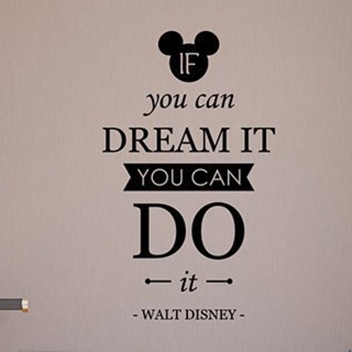 Mickey Mouse Wall Decal Walt Disney Quote Cartoon Vinyl Etsy
