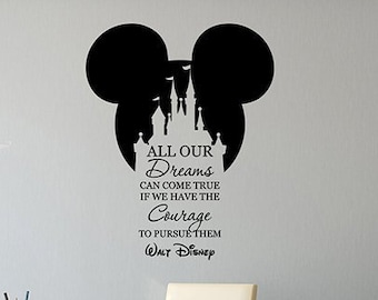 All Our Dreams Can Come True Wall Decal Vinyl Sticker Inspirational Quote Mickey Ears Head Castle Saying Wall Art Home Nursery Decor 29qs