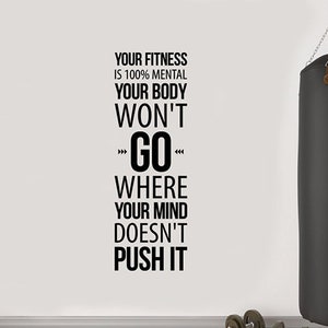 Fitness Wall Decal Vinyl Sticker Your Fitness Is 100% Mental Decor Workout Motivation Home Wall Art Sports Room Gym Poster Gift Mural 3fs