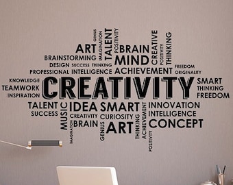 Creativity Word Cloud Wall Sticker Inspirational Words Vinyl Decal Study Education Success Teamwork Art Home Office Classroom Decor 67qs