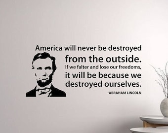 Abraham Lincoln Zitat Wandtattoo Präsident Vinyl Aufkleber Politiker Wand Kunst Geschichte Politisch Patriotisch Wohnkultur Büro Poster Zeichen 62qs