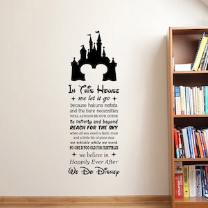 In This House We Do Disney muurtattoo vinyl sticker Mickey Castle inspirerende citaten Familie succes Home Art Decor kinderkamer