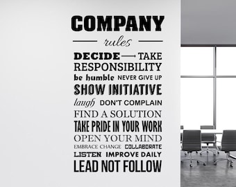 Company Rules Wall Decal Daily Positive Lead Inspirational Job Work Teamwork Vinyl Sticker Lettering Art Room Cabinet Office Decor 35qs