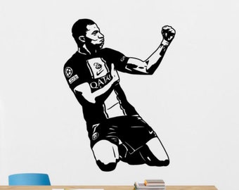 Mbappe Wall Decal Vinyl Sticker Football Wall Art Soccer Living Room Bedroom Sign Gym Decor Kids Poster Mural Player Gift 2452