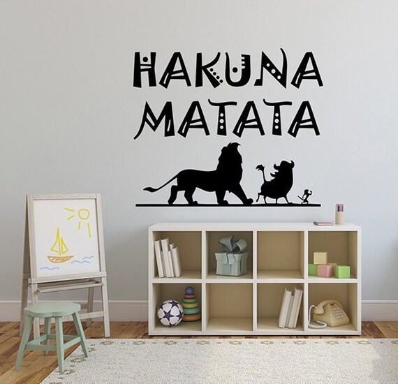 Hakuna Matata Wall Decal Lion King Quote Vinyl Sticker Simba Timon And Pumba Art Saying Home Interior Kids Living Room Bedroom Decor 5lk