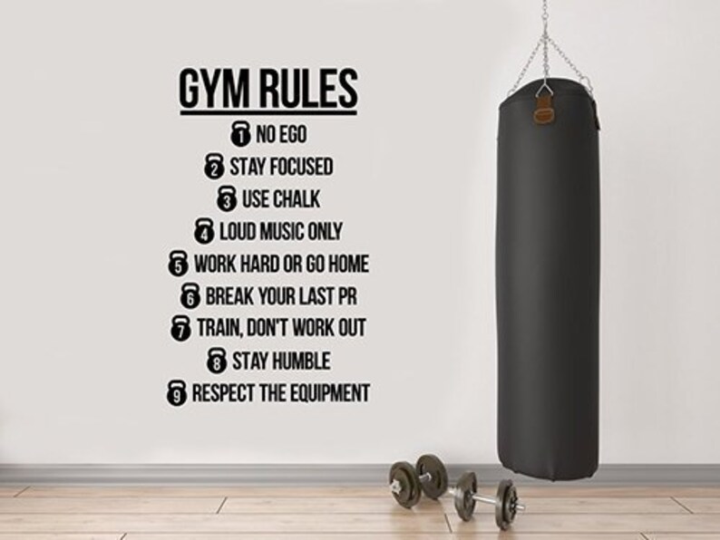 Gym Rules Motivational Quotes Wall Decal Sports Workout Etsy