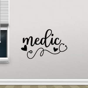 Medic muur sticker vinyl sticker verpleegkundige teken Wall Art stethoscoop decor liefde hart arts poster muurschildering cadeau 2638