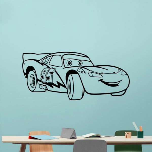 Lightning McQueen Wall Decal Vinyl Sticker Racing Car Wall Art Sign Nursery Decor Kids Room Poster Children Mural Gift Car Print 2633